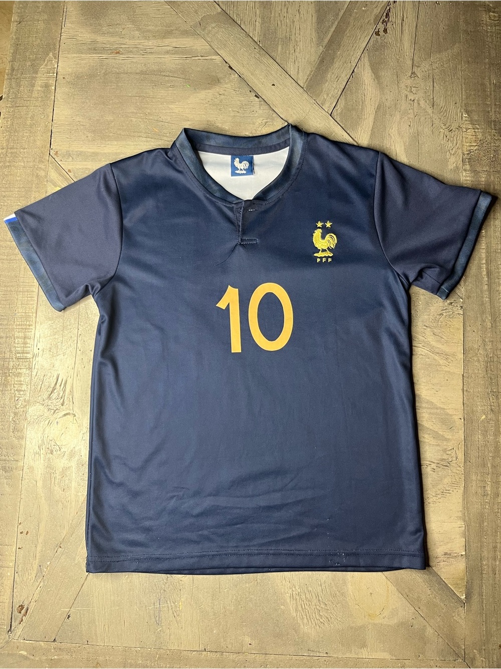 Kids Navy Football Jersey with Gold Number 10